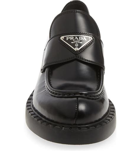 authentic prada triangle logo|Prada triangle logo loafer.